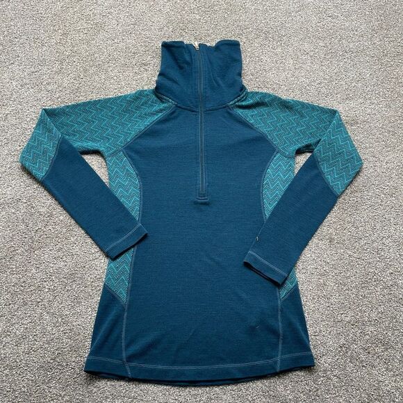 Smartwool Sweaters - SmartWool Sweater Adult XS Extra Small Teal Blue Merino Wool Baselayer 1/2 Zip